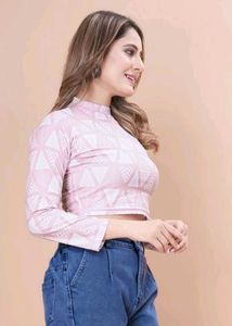 BlueTop &amp; Baby Pink Crop Top