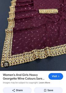 Elegant Brown Embellished Saree