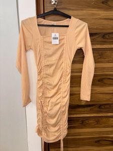 Ribbed Bodycon Dress with Adjustable Ruching