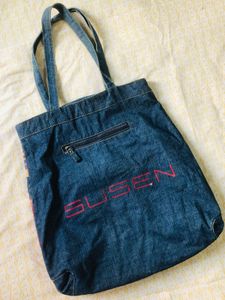 Denim Tote Bag with Funky Print