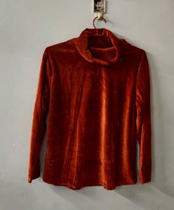 A LYCRA VELVET POLO NECK TOP