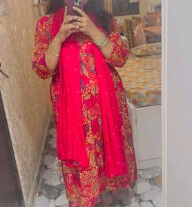 Elegant Pink Printed Kurta Set