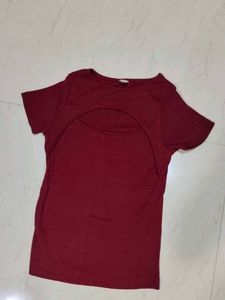 Maroon Cutout Top