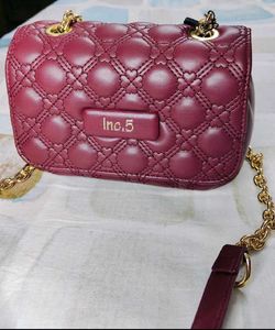 INC.5 Women Wine Quilted Sling Bag