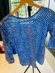 Blue Leheriya Print Kurta