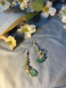 Dangling Gold &amp; Green Earrings