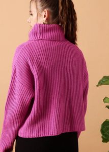 Pink Turtleneck Knit Sweater