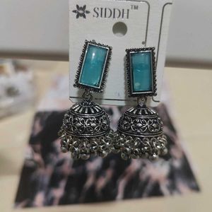 Sky Blue/ Teal Colour Jhumka Earrings