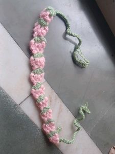Handmade Pink Strawberry Crochet Flower Headband