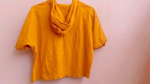 Yellow Short Sleeve Hoodie tshirt