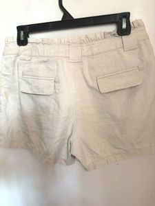 Beautiful High Waisted Beige Shorts With Ruffle
