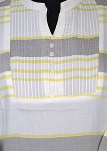 Brand New Short Kurti- White With Stripes