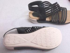 Black Striped Wedges Sandal
