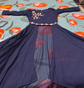 Trending Design Blue Fancy Kurta With Skirt