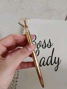 &#34;Boss Lady&#34; Ruled Diary With A Diamond Top Ball pen