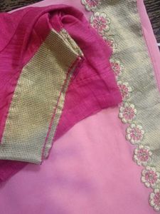 Pink Saree with Blouse