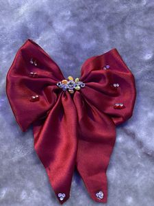 Red Jeweled Hair Bow