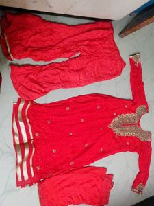 Red Embroidered Salwar Kameez Suit