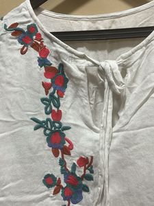 Floral Embroidered White Blouse
