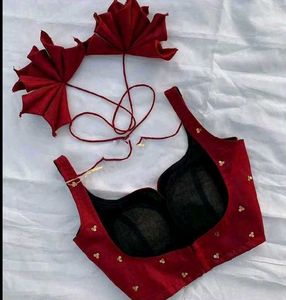 Red Embellished Saree Blouse