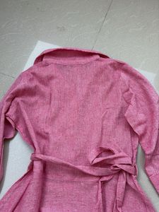 Pink Shirt Dress with Belt