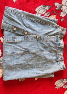 Denim Blue Button-Front Skirt