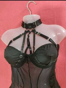 Black Magic – Strappy Seduction Bodysuit (XL) ✨🖤