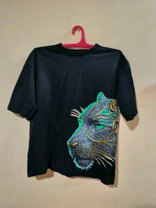 tiger double side print down shoulder t shirt