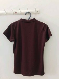 Brown Mock Neck Tee