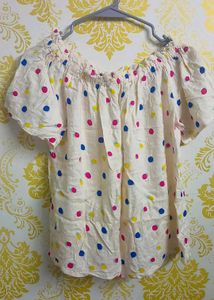 Off Shoulder Polka Dot Top