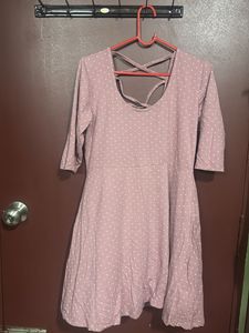 Mauve Polka Dot Fit & Flare Dress