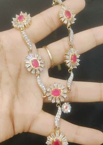 Pretty And Elegant AD Necklace With Matching Earri