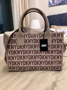 DKNY Typography Printed Leather Bag