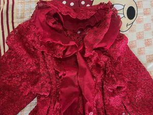 Y2K RED LACE TOP/SHRUG
