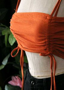 Orange Ruched Crop Top