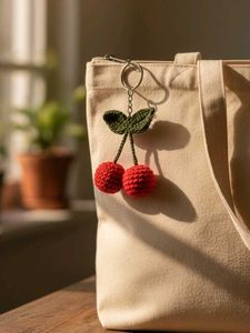 Crochet Cherry Keychain