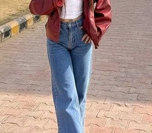 Trendy Blue Wide Leg Jeans