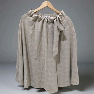 Beige Ribbon Tie Skirt