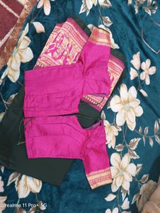 Elegant Green &amp; Pink Silk Saree