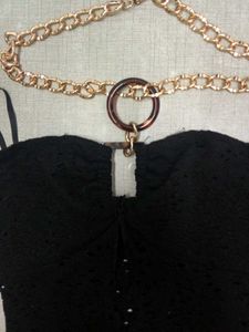 Black Lace Chain Top