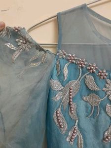 Blue Embellished Party Dress