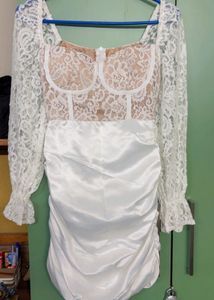 Elegant White Lace Bodysuit Dress