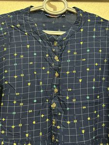 Akkriti Blue Printed Kurti - Size M