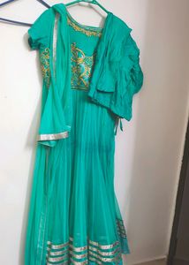 Heavy Work Sea Green Anarkali Set