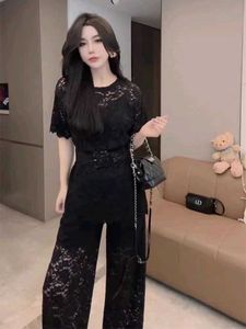 Lace Co- Ord Set With Belt