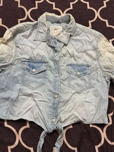 Denim Tie Dye Crop Top