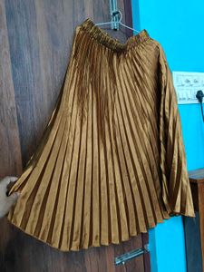 Bronze Satin Midi Skirt