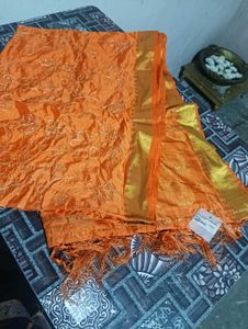 Orange Embroidered Dupatta