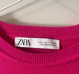 Zara Pink Ribbed Knit Top