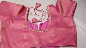 Beautiful Pink Zari Saree &amp; Blouse
